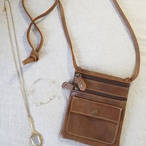 Roots leather crossbody